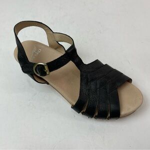 Dansko Size 41 US 10.5-11 Mara Clog Sandals Black Open Toe Leather Buckle
